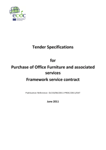 Tender Specifications for Purchase of Office Furniture