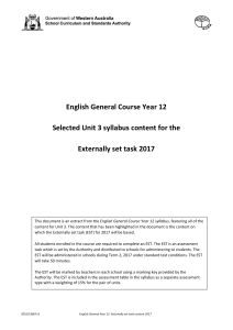 English General Course Year 12 Selected Unit 3 syllabus content for