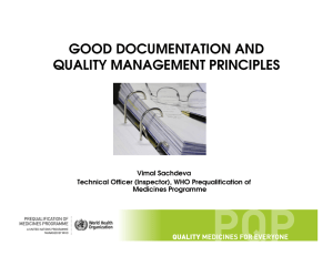 good documentation and quality management principles