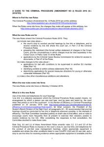 Guide to the Criminal Procedure (Amendment No. 2) Rules 2016