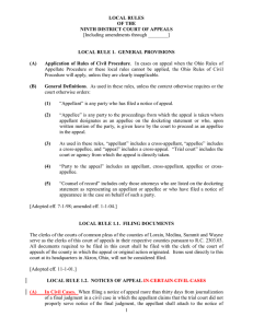 Proposed Amendments to the Local Rules and Docketing Statement