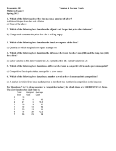 Economics 101 Version A Answer Guide Midterm Exam 3 Spring