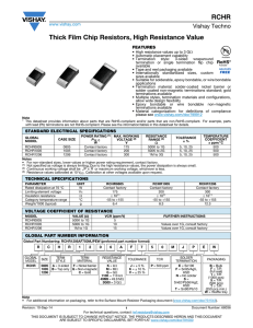 RCHR Thick Film Chip Resistors, High Resistance Value