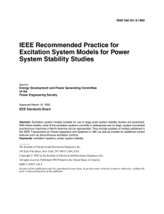 IEEE Recommended Practice for Excitation System Models for