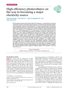 High efficiency photovoltaics - Center for Energy and Environmental