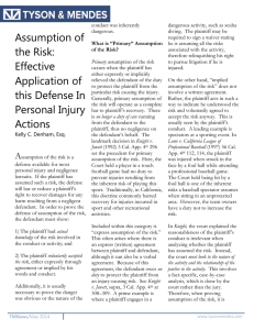 Assumption of the Risk: Effective Application of