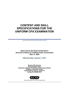 Content and Skill Specifications for the Uniform CPA Examination