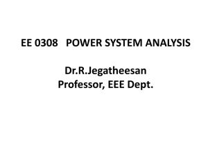 EE 0308 POWER SYSTEM ANALYSIS Dr.R.Jegatheesan Professor