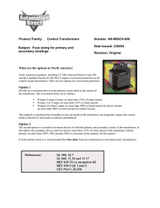 AN-MISCH-008: Fuse sizing for primary and secondary windings