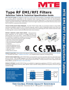 Type RF EMI/RFI Filters