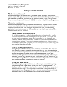 Writing a Personal Statement