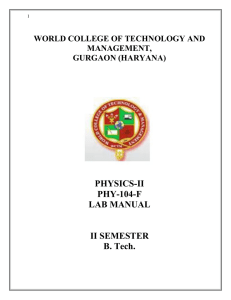 phy lab manual 2nd sem - World College of Technology