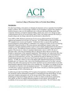 Provider Based Billing - American College of Physicians