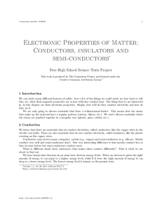 Electronic Properties of Matter: Conductors, insulators