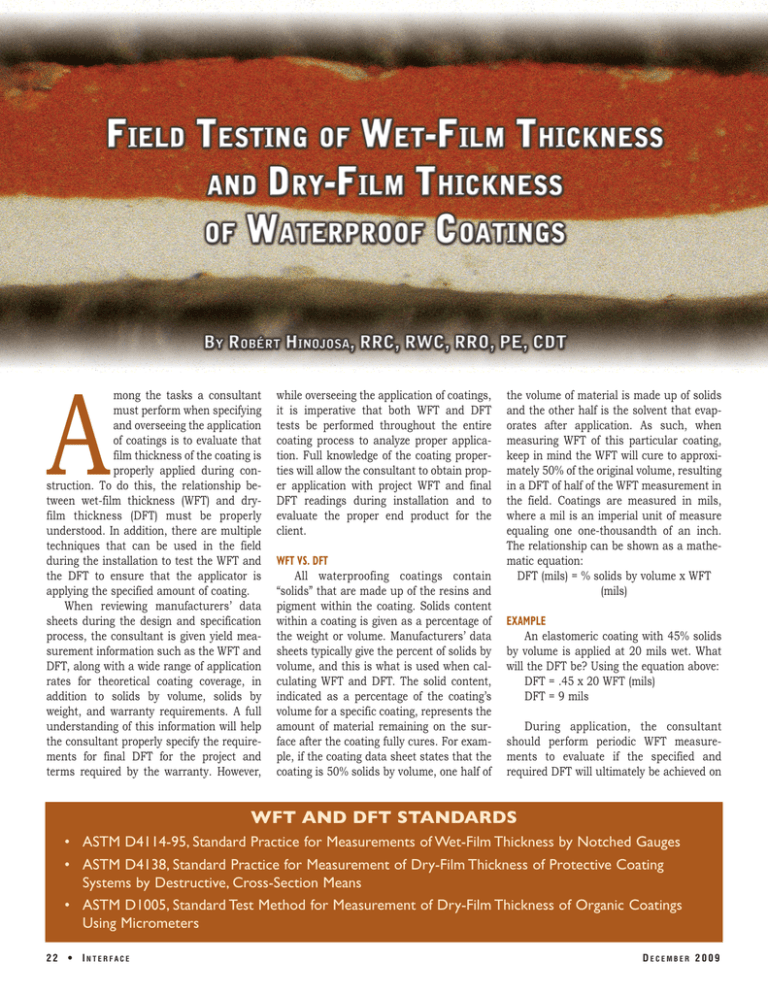 Field Testing Of WetFilm Thickness and DryFilm Thickness