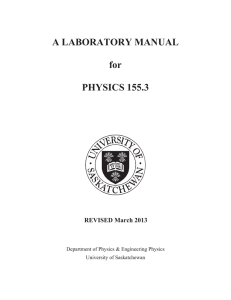A LABORATORY MANUAL for PHYSICS 155.3