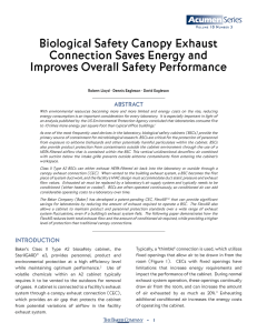 Biological Safety Canopy Exhaust Connection Saves Energy and