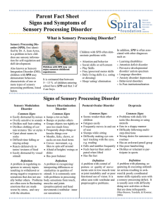Parent Fact Sheet Signs and Symptoms of Sensory Processing
