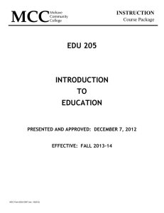 EDU 205 Introduction to Education