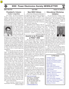 IEEE Power Electronics Society NEWSLETTER