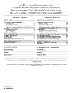 Gas Dryer Installation Instructions Canadian