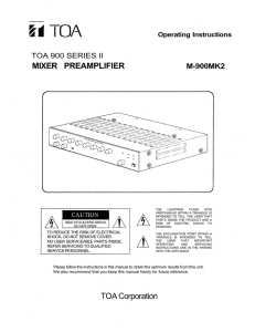 MIXER PREAMPLIFIER TOA Corporation