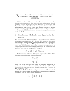 Quantum Field Theory for Mathematicians: Hamiltonian Mechanics