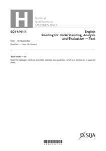 SQ14/H/11 English Reading for Understanding, Analysis and