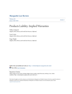 Products Liability: Implied Warranties