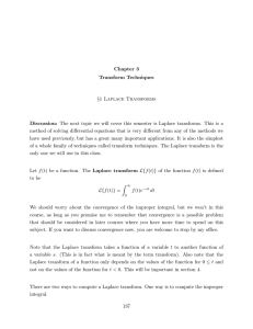 Chapter 3 Transform Techniques §1 Laplace Transforms Discussion