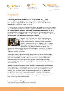 PRESS RELEASE Achieving optimum performance of AD plants in a