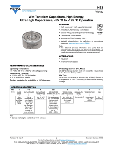 HE3 Wet Tantalum Capacitors, High Energy, Ultra High