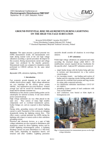 ground potential rise measurements during lightning on the high