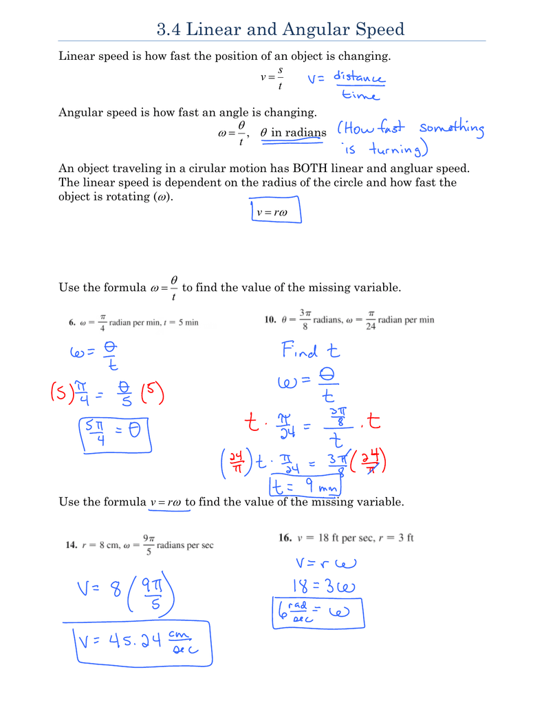 20.20 Linear and Angular Speed With Regard To Angular And Linear Velocity Worksheet