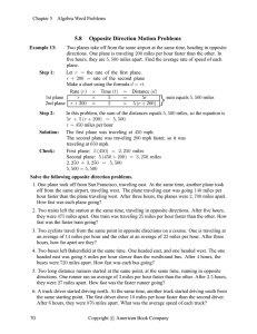 5.8 Opposite Direction Motion Problems