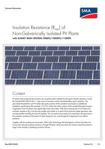 Insulation resistance (Riso) of non-galvanically isolated PV