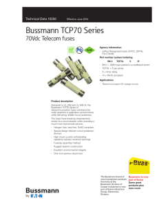 Bussmann 70Vdc TCP70 Series Telecom Fuse Data Sheet # 10250
