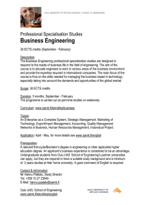 Professional Specialisation Studies in Business Engineering