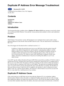 Duplicate IP Address Error Message Troubleshoot