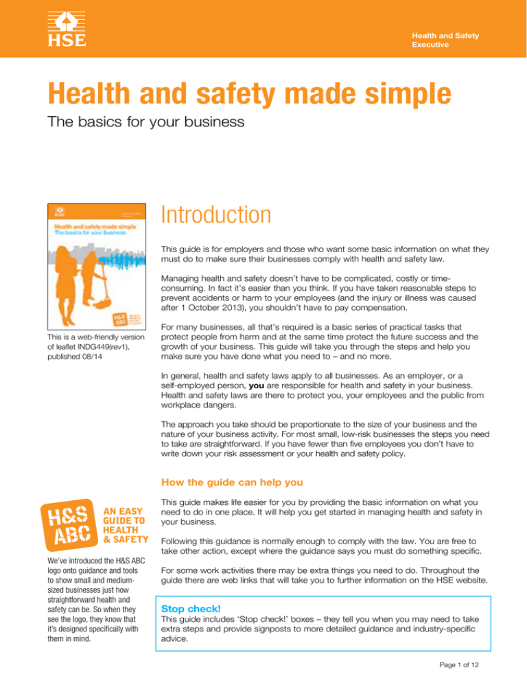 Health And Safety Made Simple The Basics For Your Business