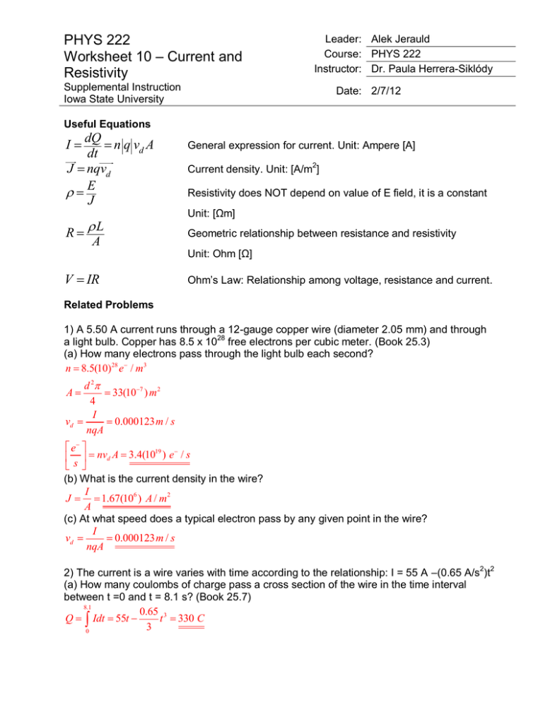 Answered: A wire has a current density of…