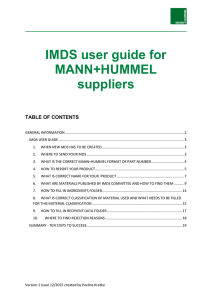 IMDS user guide for MANN+HUMMEL suppliers