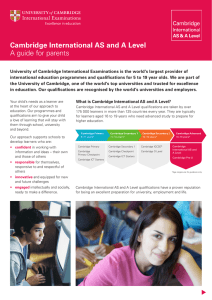 Cambridge International AS and A Level A guide for parents