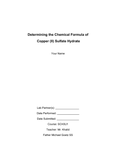 Determining the Chemical Formula of Copper (II) Sulfate Hydrate