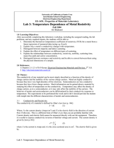 Lab 3: Temperature Dependence of Metal Resistivity