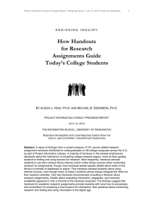 How Handouts for Research Assignments Guide Today`s College