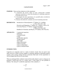 CAPACITANCE PURPOSE: There are three objectives in this