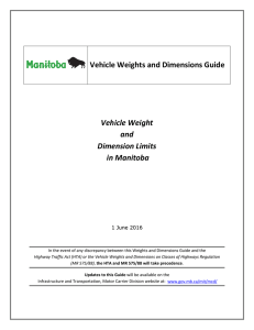 Vehicle Weight and Dimension Limits in Manitoba Vehicle Weights