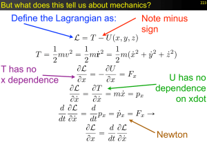 Define the Lagrangian as: Note minus sign T has no x dependence