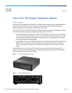 Cisco ATA 190 Analog Telephone Adapter Data Sheet